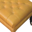 Honey Caramel Buffalo Tan Leather Ottoman with Castor Legs Artisan