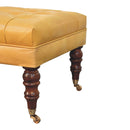 Honey Caramel Buffalo Tan Leather Ottoman with Castor Legs Artisan