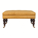Honey Caramel Buffalo Tan Leather Ottoman with Castor Legs Artisan