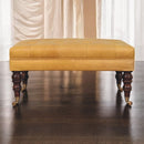 Honey Caramel Buffalo Tan Leather Ottoman with Castor Legs Artisan