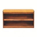 Buffalo Hide Pull out Honey Caramel Shoe Storage Bench Artisan