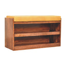 Buffalo Hide Pull out Honey Caramel Shoe Storage Bench Artisan