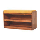 Buffalo Hide Pull out Honey Caramel Shoe Storage Bench Artisan