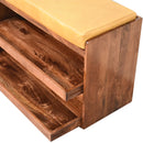 Buffalo Hide Pull out Honey Caramel Shoe Storage Bench Artisan