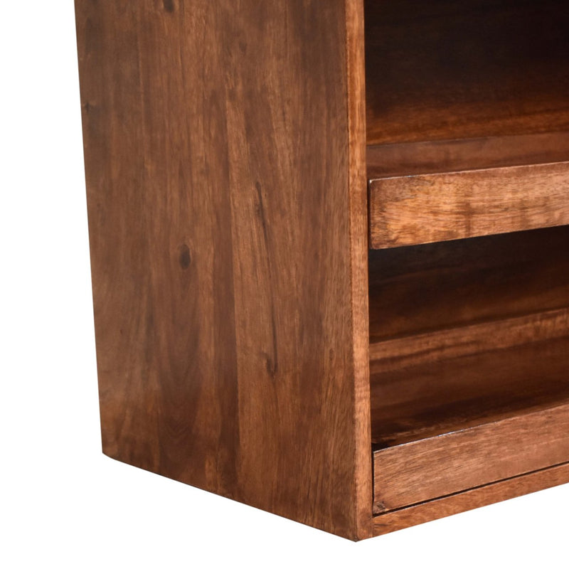 Buffalo Hide Pull out Honey Caramel Shoe Storage Bench Artisan