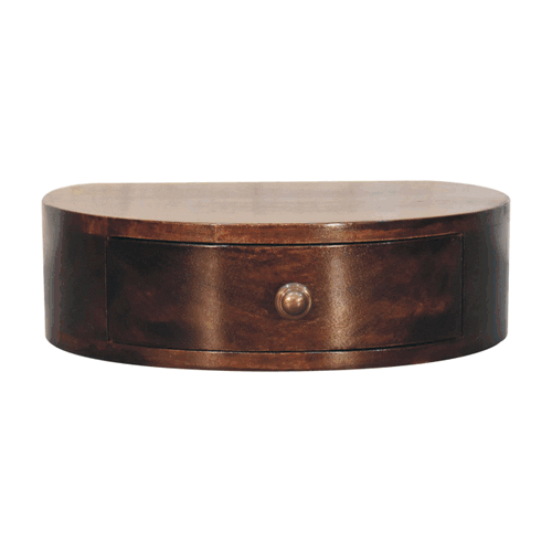 California Walnut Wall Mounted Rounded Bedside Nightstand Artisan
