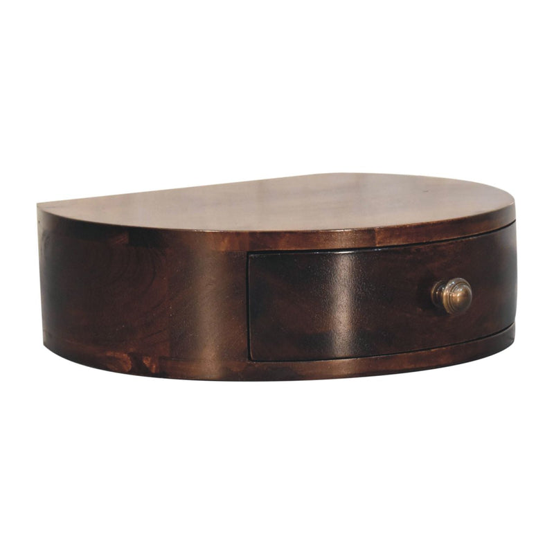 California Walnut Wall Mounted Rounded Bedside Nightstand Artisan