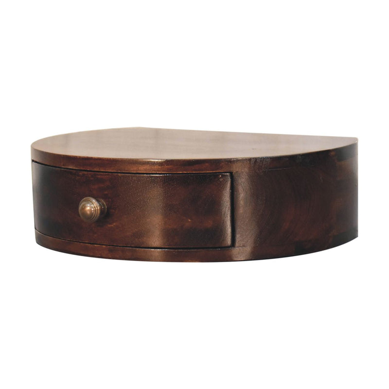 California Walnut Wall Mounted Rounded Bedside Nightstand Artisan