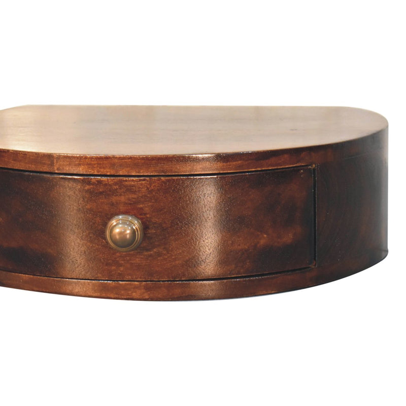 California Walnut Wall Mounted Rounded Bedside Nightstand Artisan