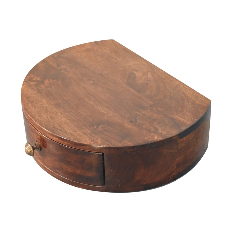 California Walnut Wall Mounted Rounded Bedside Nightstand Artisan