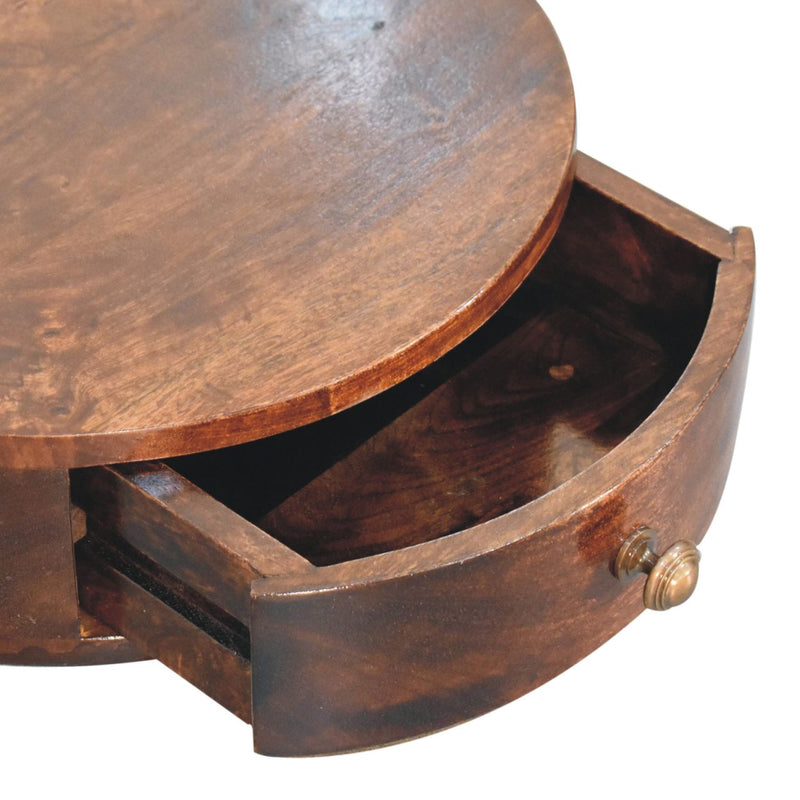 California Walnut Wall Mounted Rounded Bedside Nightstand Artisan