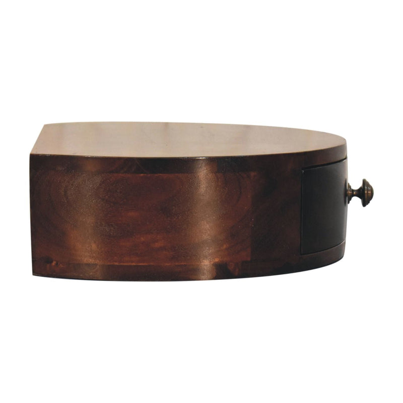 California Walnut Wall Mounted Rounded Bedside Nightstand Artisan