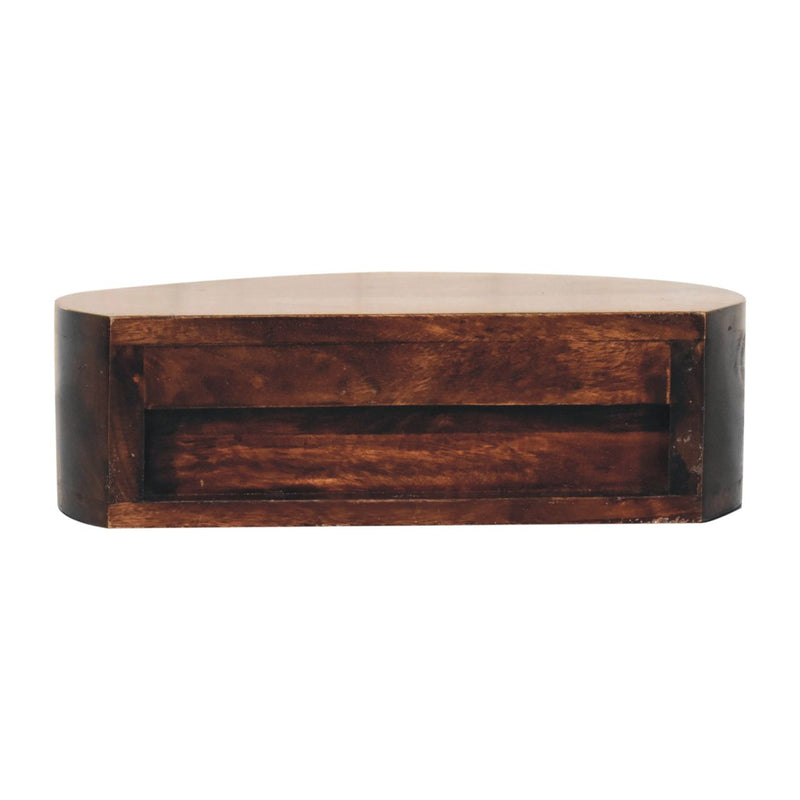California Walnut Wall Mounted Rounded Bedside Nightstand Artisan