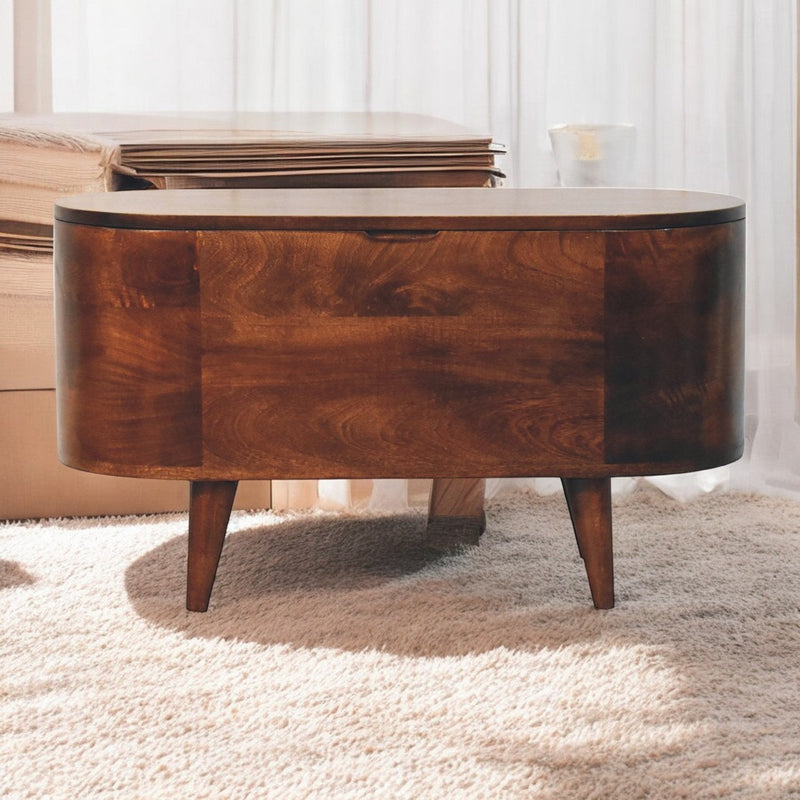 Curved California Walnut Blanket Box Artisan