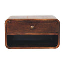 Curved California Walnut Wall Mounted Bedside Nightstand with Open Slot Artisan