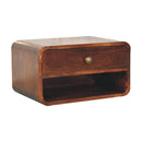 Curved California Walnut Wall Mounted Bedside Nightstand with Open Slot Artisan
