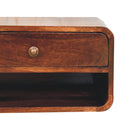 Curved California Walnut Wall Mounted Bedside Nightstand with Open Slot Artisan