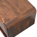 Curved California Walnut Wall Mounted Bedside Nightstand with Open Slot Artisan