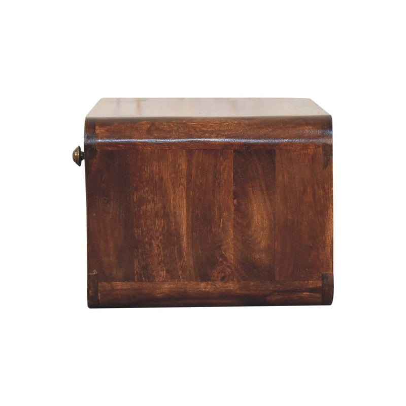 Curved California Walnut Wall Mounted Bedside Nightstand with Open Slot Artisan