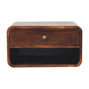 Curved California Walnut Wall Mounted Bedside Nightstand with Open Slot Artisan