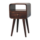 Mini California Walnut Curved Bedside with Open Slot