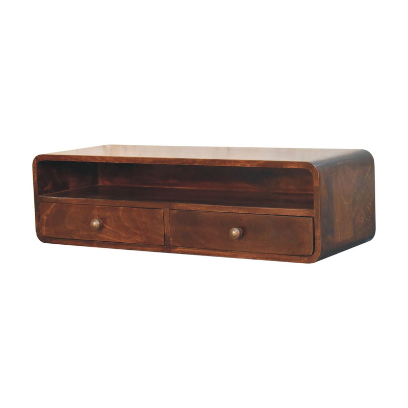 Floating California Walnut Open Console Table Artisan