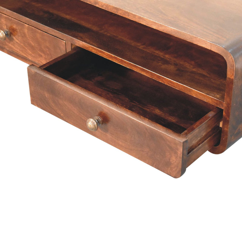 Floating California Walnut Open Console Table Artisan