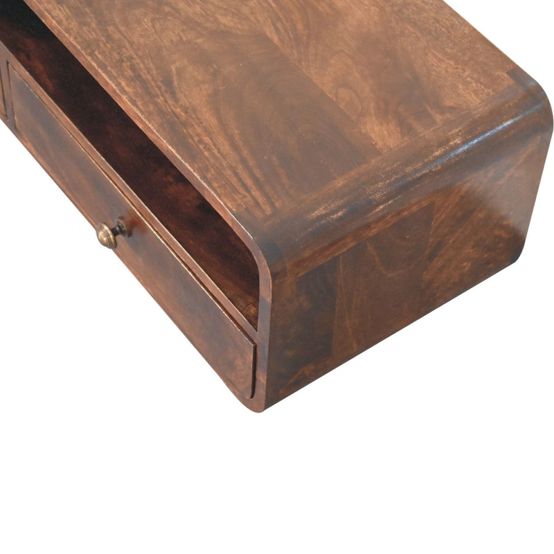 Floating California Walnut Open Console Table Artisan