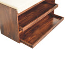 California Walnut & Mud Linen Pull out Shoe Bench Artisan