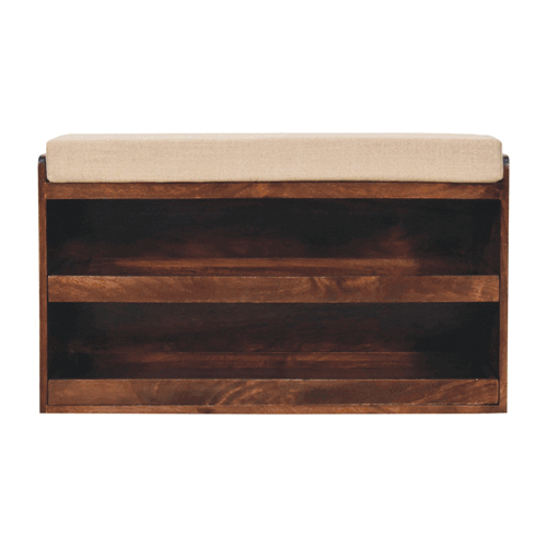 California Walnut & Mud Linen Pull out Shoe Bench Artisan
