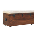 California Walnut White Linen Storage Trunk Artisan
