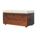 California Walnut White Linen Storage Trunk Artisan