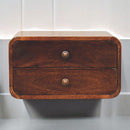 Curved California Walnut Wall Mounted Bedside Nightstand Artisan