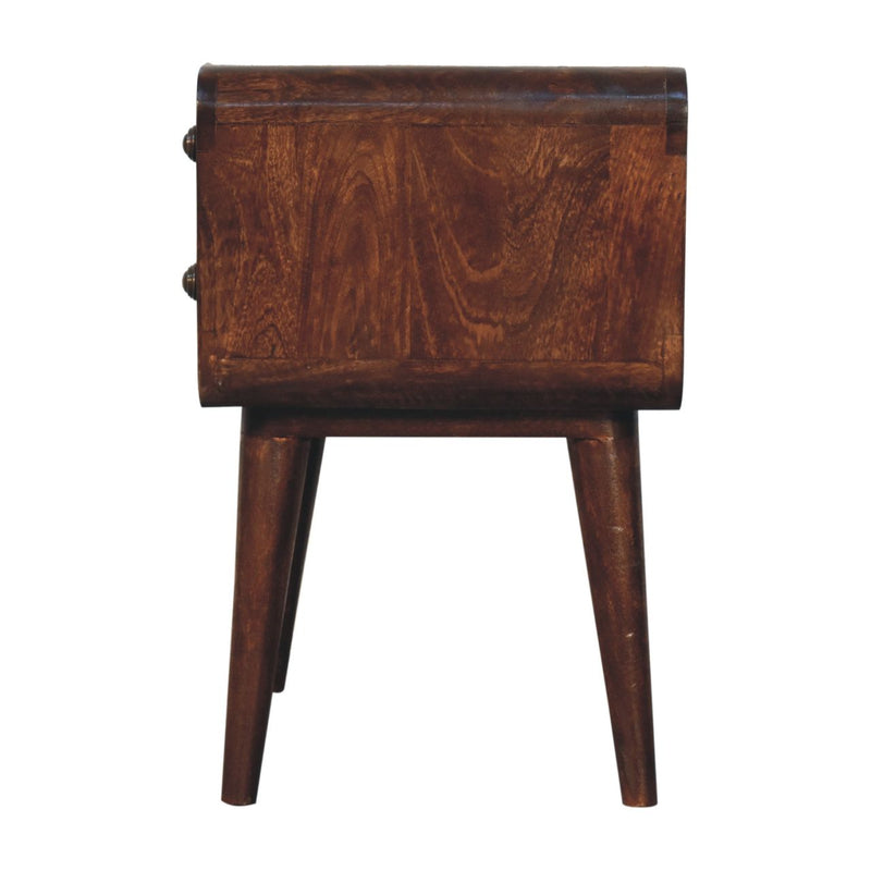 Curved California Walnut Bedside Nightstand Artisan