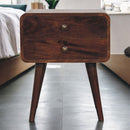 Curved California Walnut Bedside Nightstand Artisan