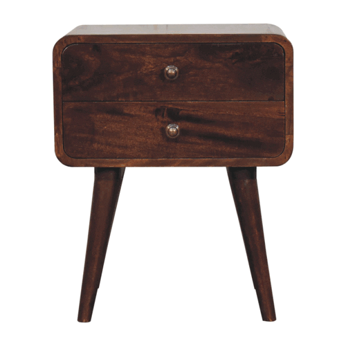 Curved California Walnut Bedside Nightstand Artisan