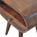 California Walnut Circular Bedside Nightstand with Open Slot Artisan