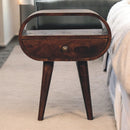 California Walnut Circular Bedside Nightstand with Open Slot Artisan