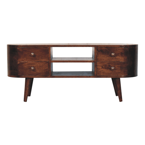 California Walnut Rounded Entertainment Unit Artisan