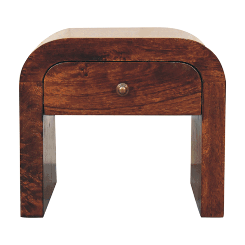 California Walnut Disc Bedside Nightstand Artisan