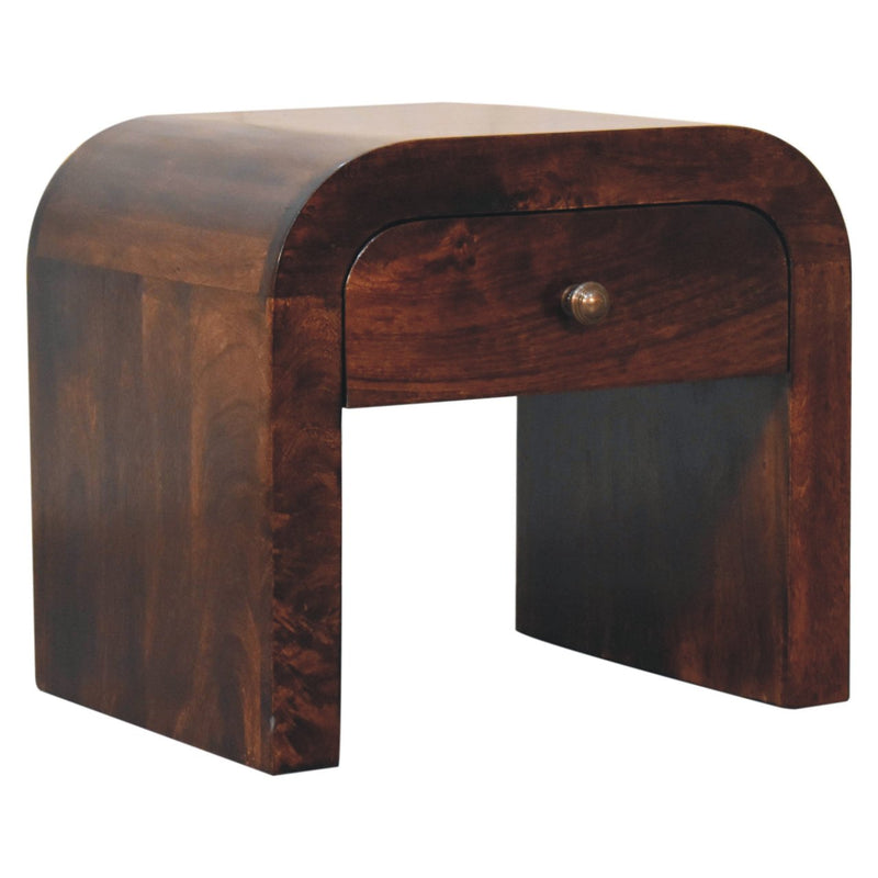 California Walnut Disc Bedside Nightstand Artisan