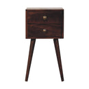 Mini 2 DrawerCalifornia Walnut Bedside Nightstand Artisan