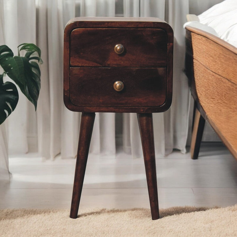 Mini 2 DrawerCalifornia Walnut Bedside Nightstand Artisan
