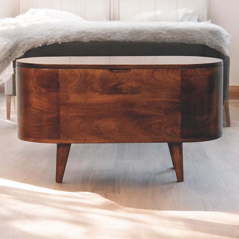 California Walnut Rounded Lid up Blanket Box Artisan