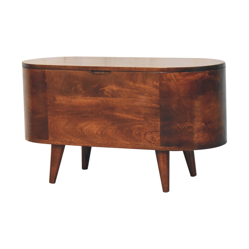 California Walnut Rounded Lid up Blanket Box Artisan