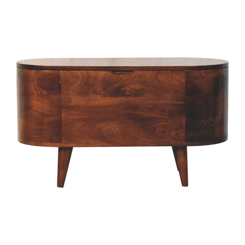 California Walnut Rounded Lid up Blanket Box Artisan