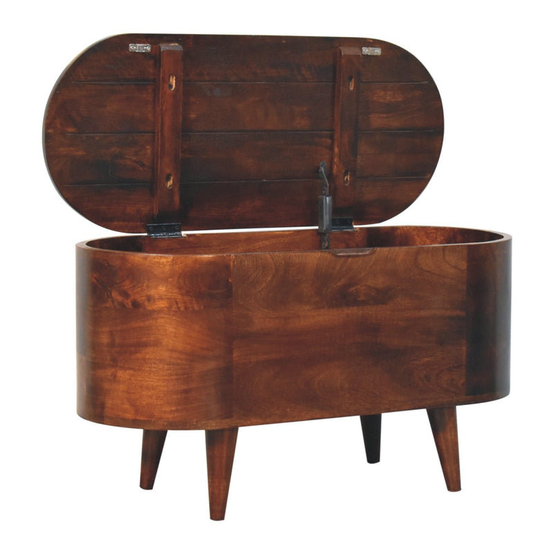 California Walnut Rounded Lid up Blanket Box Artisan