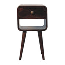 Mini California Walnut Curved Bedside Nightstand with Lower Slot Artisan