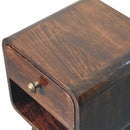 Mini California Walnut Curved Bedside Nightstand with Lower Slot Artisan