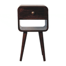 Mini California Walnut Curved Bedside Nightstand with Lower Slot Artisan